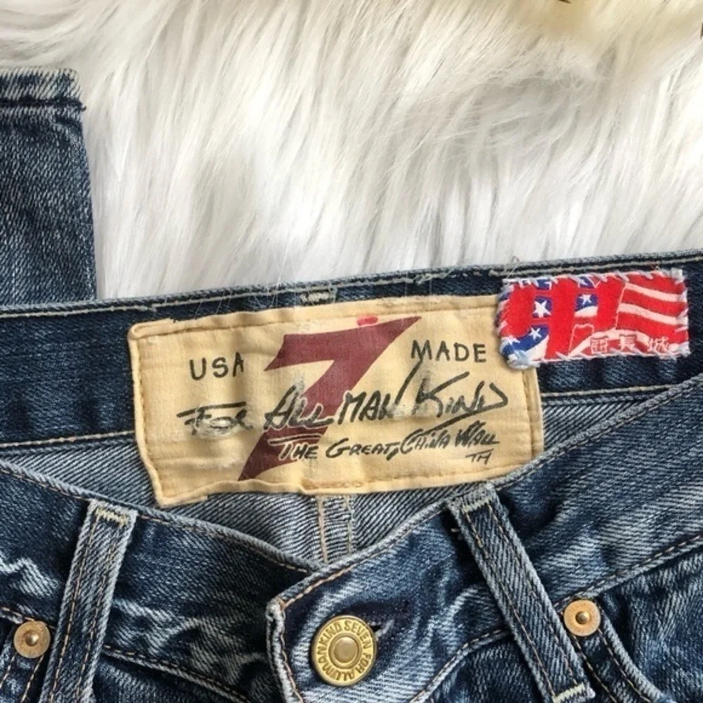7FAM Great China Wall Y2K Low Rise Flare Swarovski Crystal Studded Jeans Sz 27